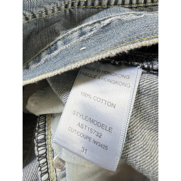 Guess Jeans Mens 30 Blue Distressed Straight Leg Denim Vintage Style Y2K 2000s - Picture 3 of 12